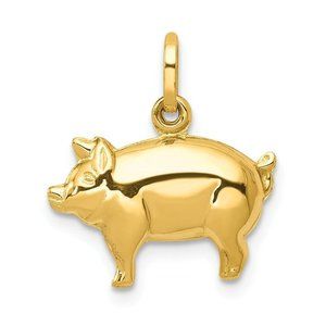 14k Pig Charm New pendant Yellow Gold